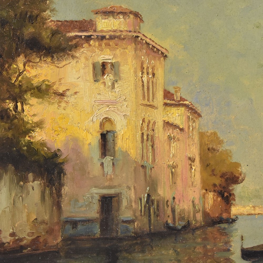 QP580 1 antique oil painting art deco venice XX century.jpg